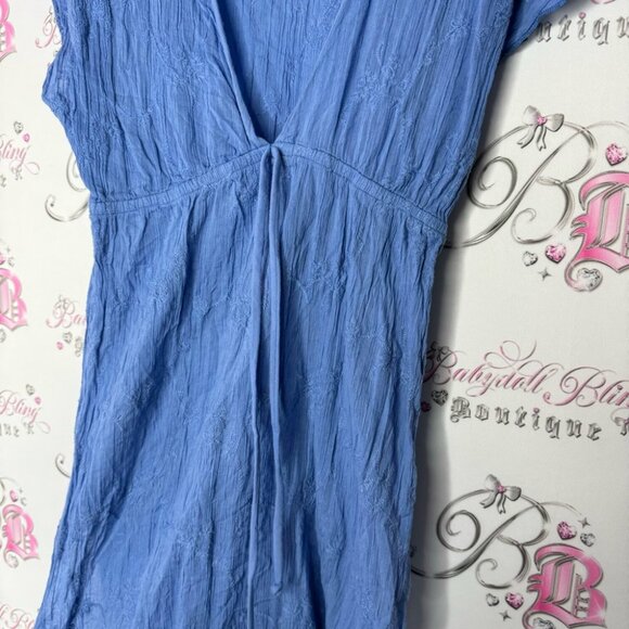 Water water everywhere dress coverup beach floral blue embroidered flowers 💐 - Picture 6 of 8